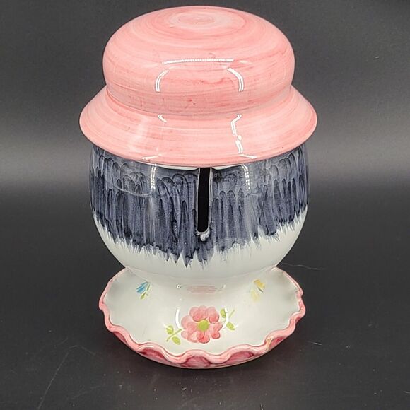 Vintage Ceramic Coin Bank Hand Painted Lady Head Pink Hat Italy - Picture 3 of 4